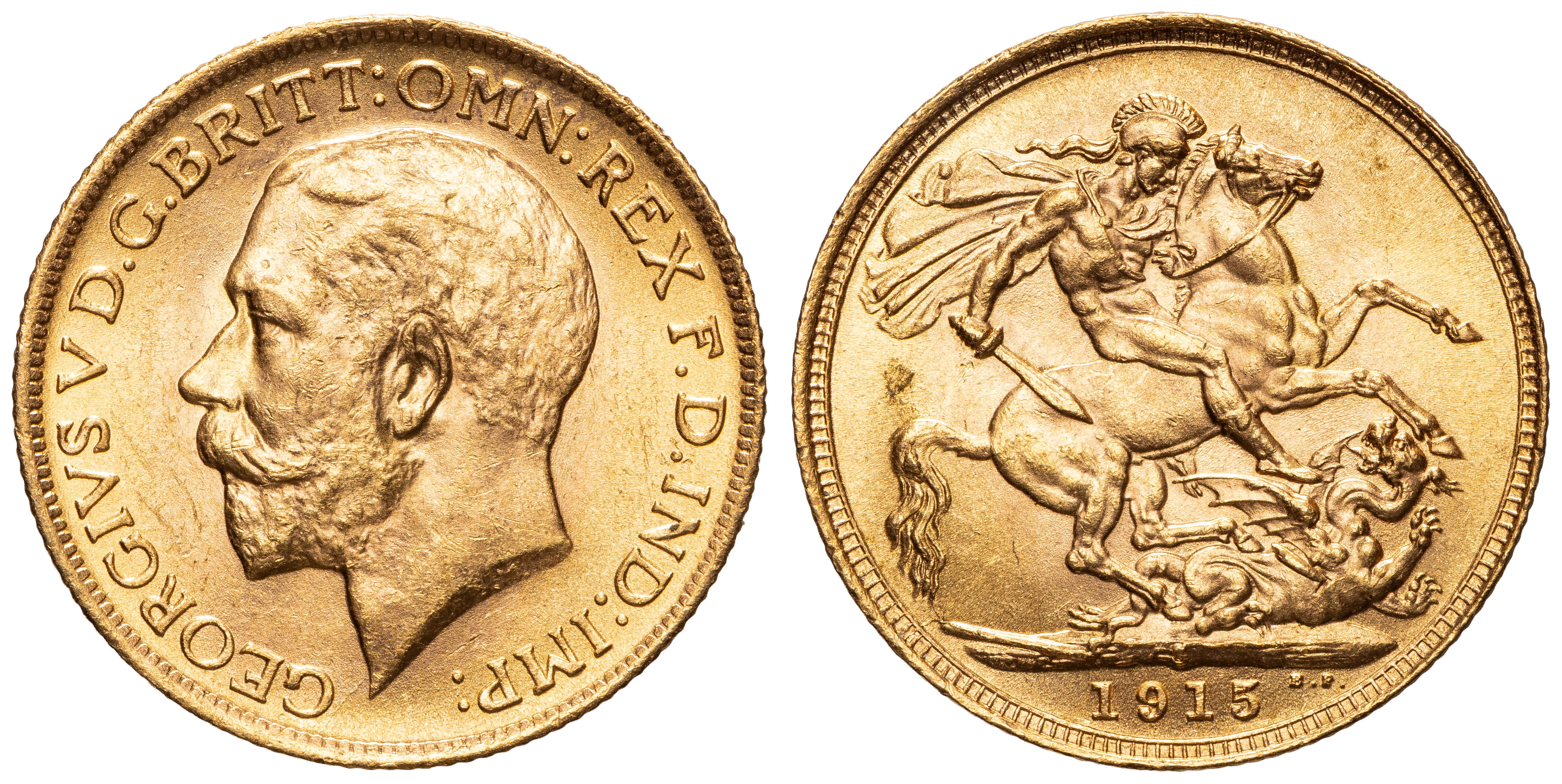 81 · George V, St George Reverse, Sovereign, 1915-S,  UNC