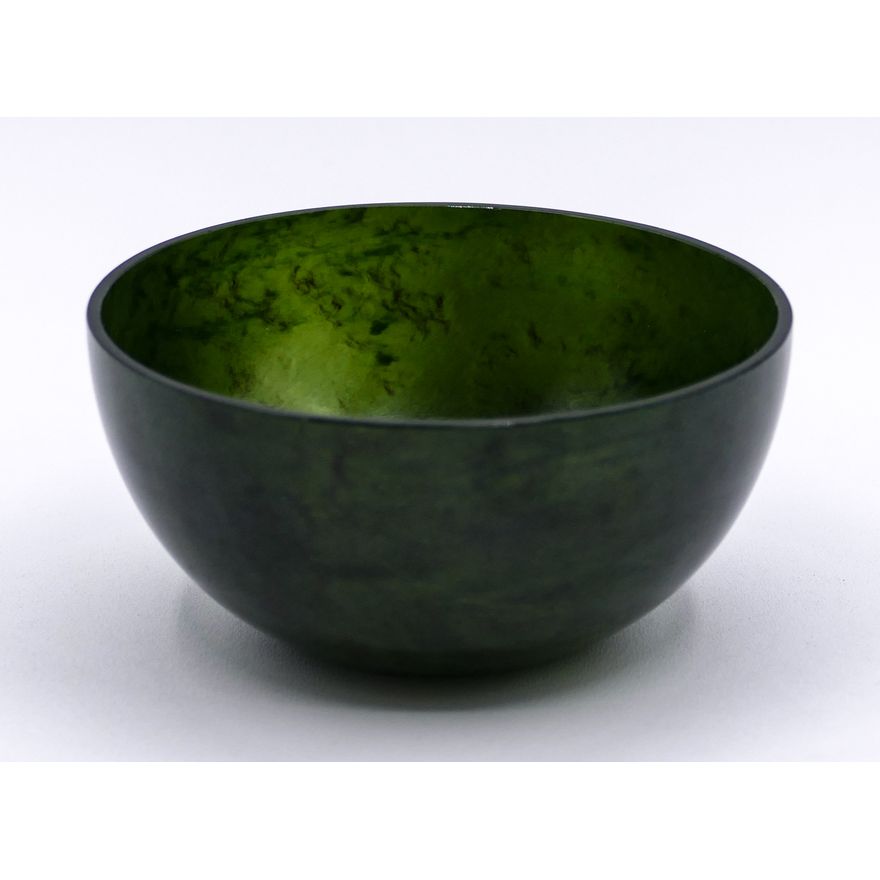 Chinese Carved Spinach Jade Tea Cup 3.25''