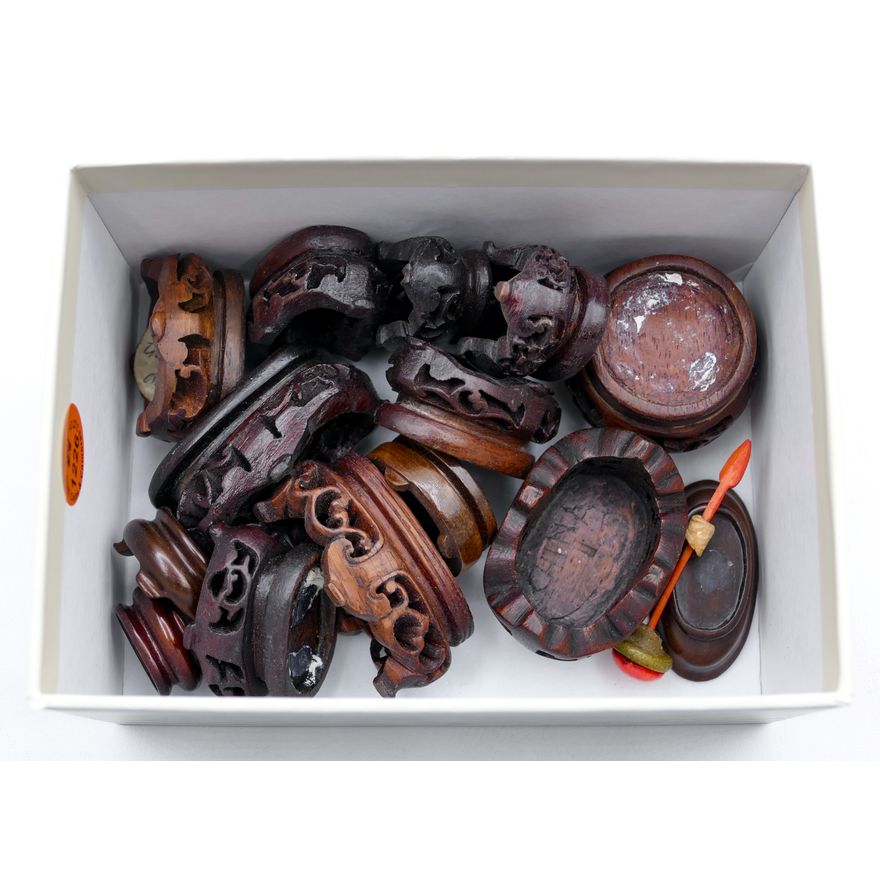 Box Old Chinese Rosewood Snuff Bottle Stands