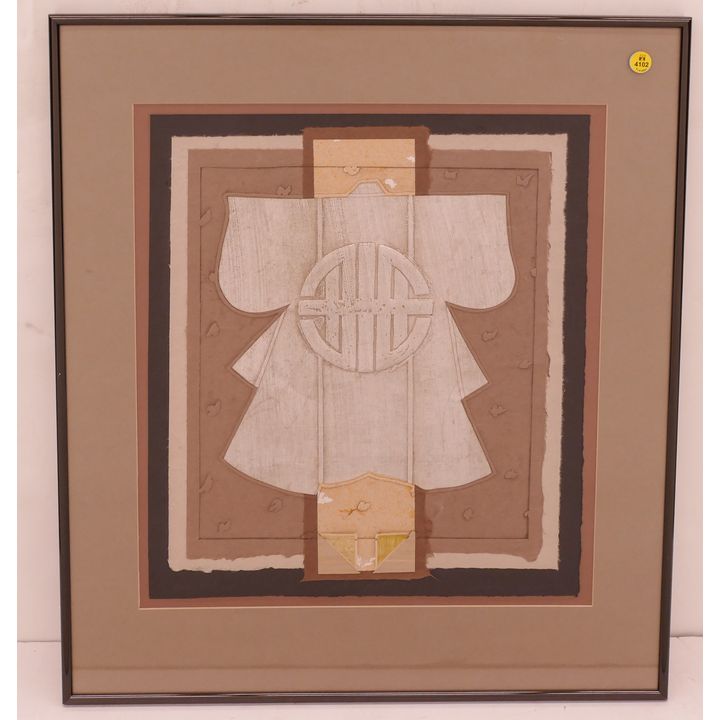 Japanese Style Modern Collage Artwork. Framed Measurements 26x22''