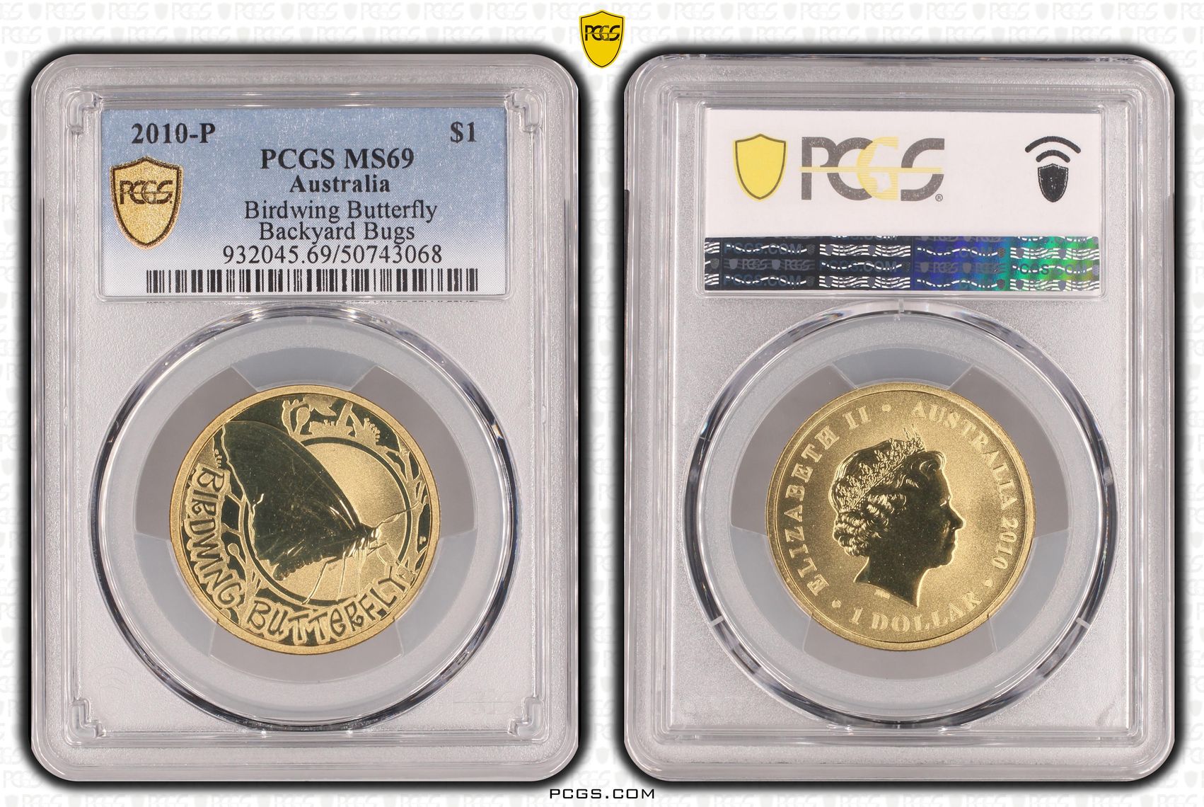 Birdwing Butterfly POP 5/0, One Dollar, 2010-P, PCGS MS69