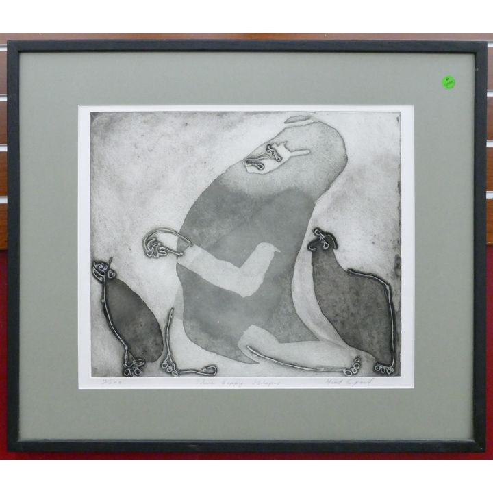 Grant Engard ''Three Happy Chaps'' S/N Modernist Etching