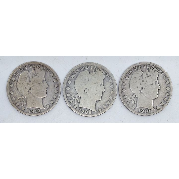 Box 3pc US Barber Silver Half Dollars