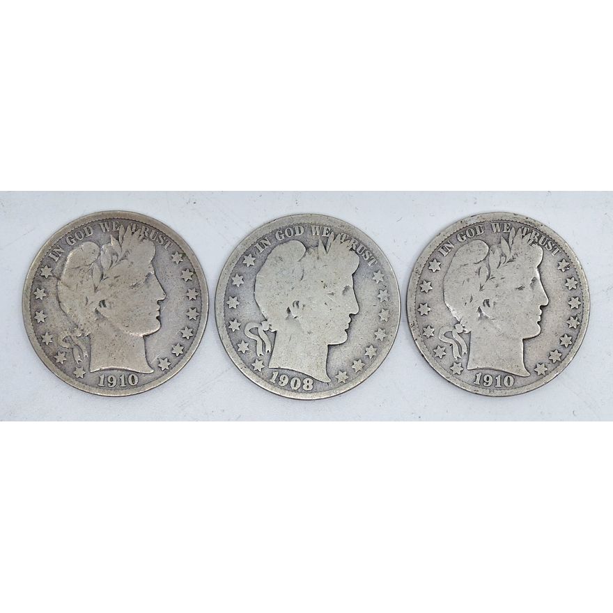 Box 3pc US Barber Silver Half Dollars