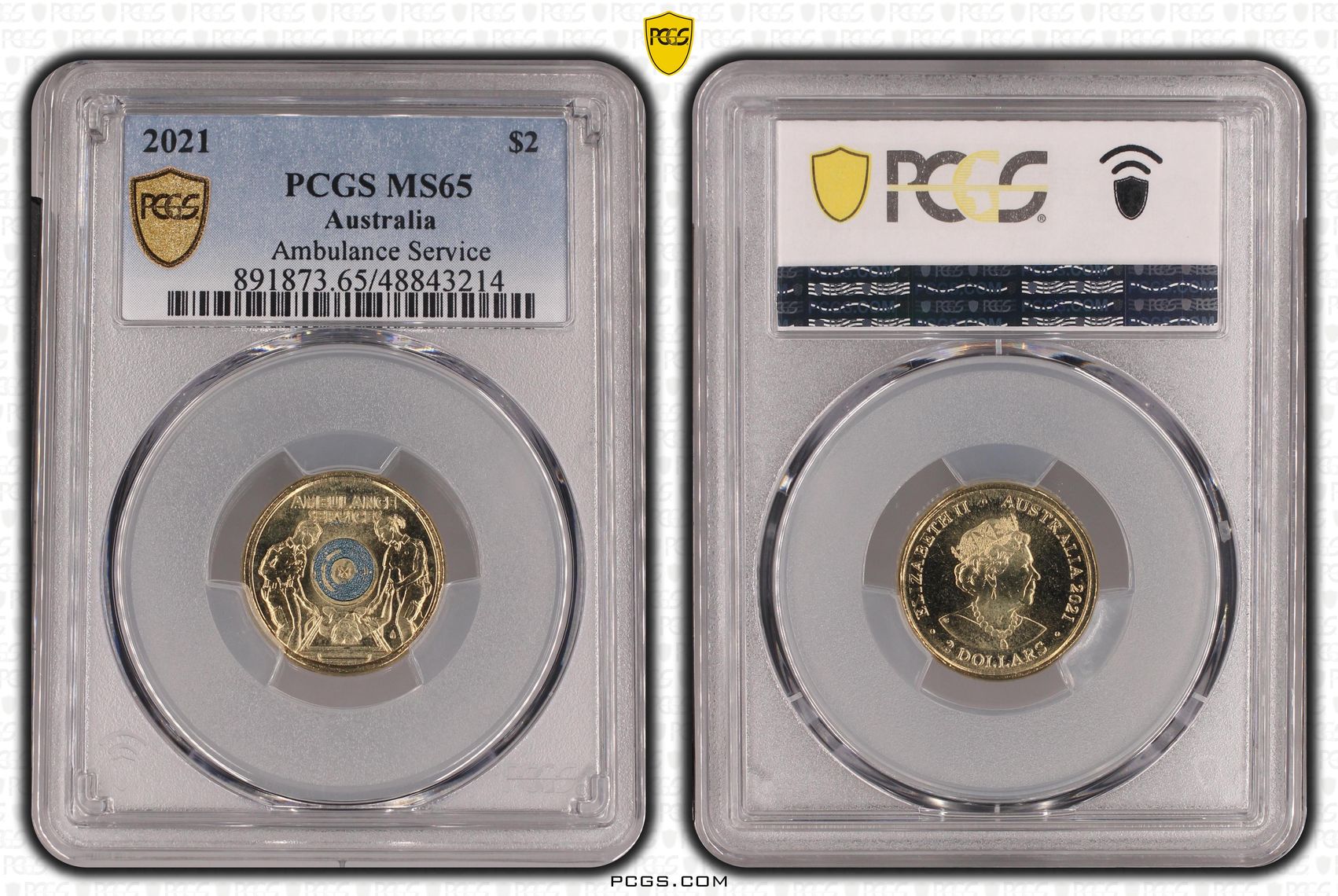 Elizabeth II, Ambulance Service - Colorized , Two Dollar, 2021, PCGS MS65