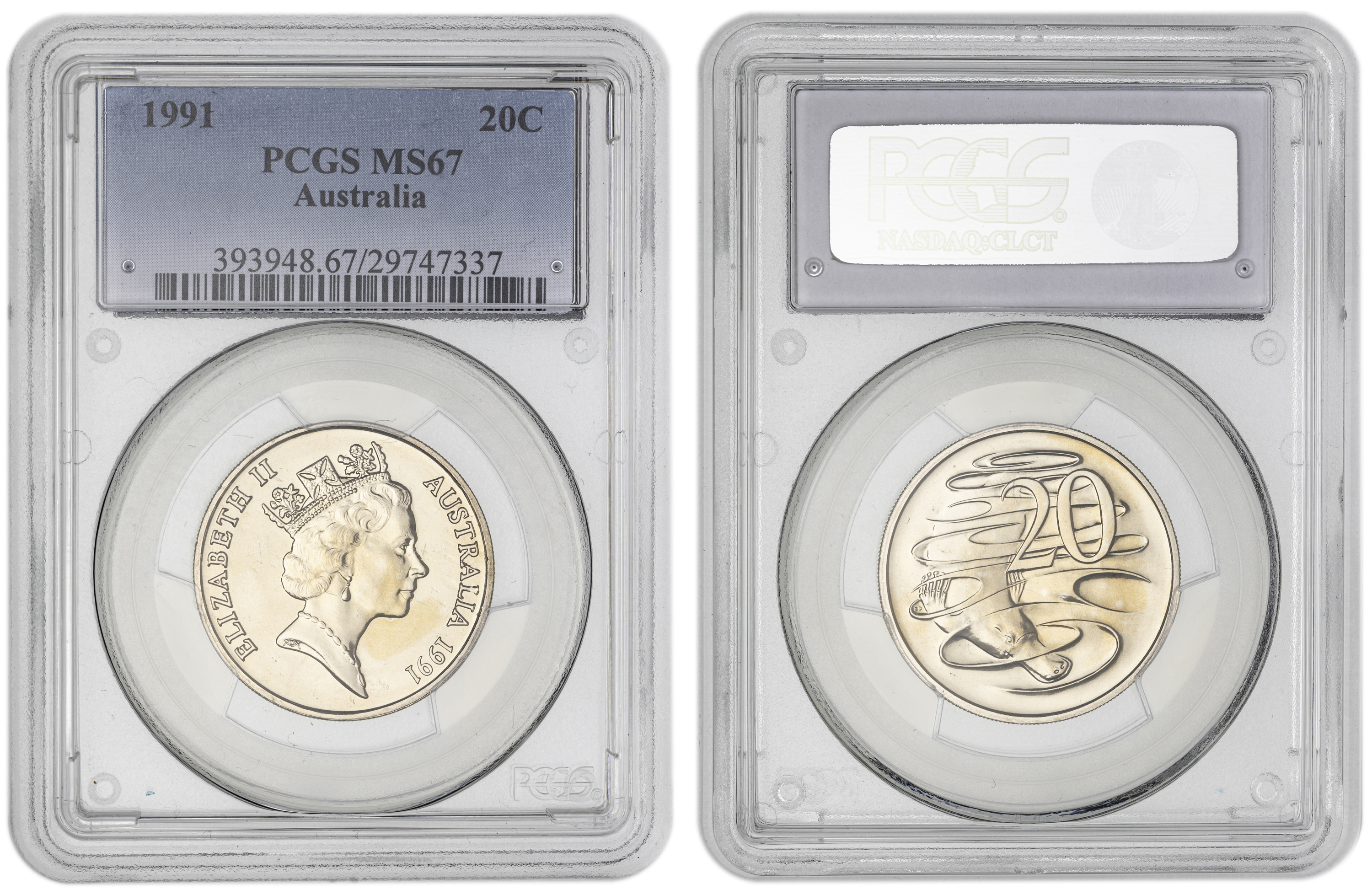 , Twenty Cent, 1991, PCGS MS67