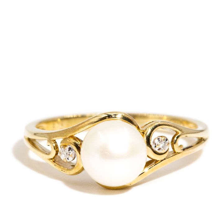 Pearl & Diamond 9ct Gold Ring,