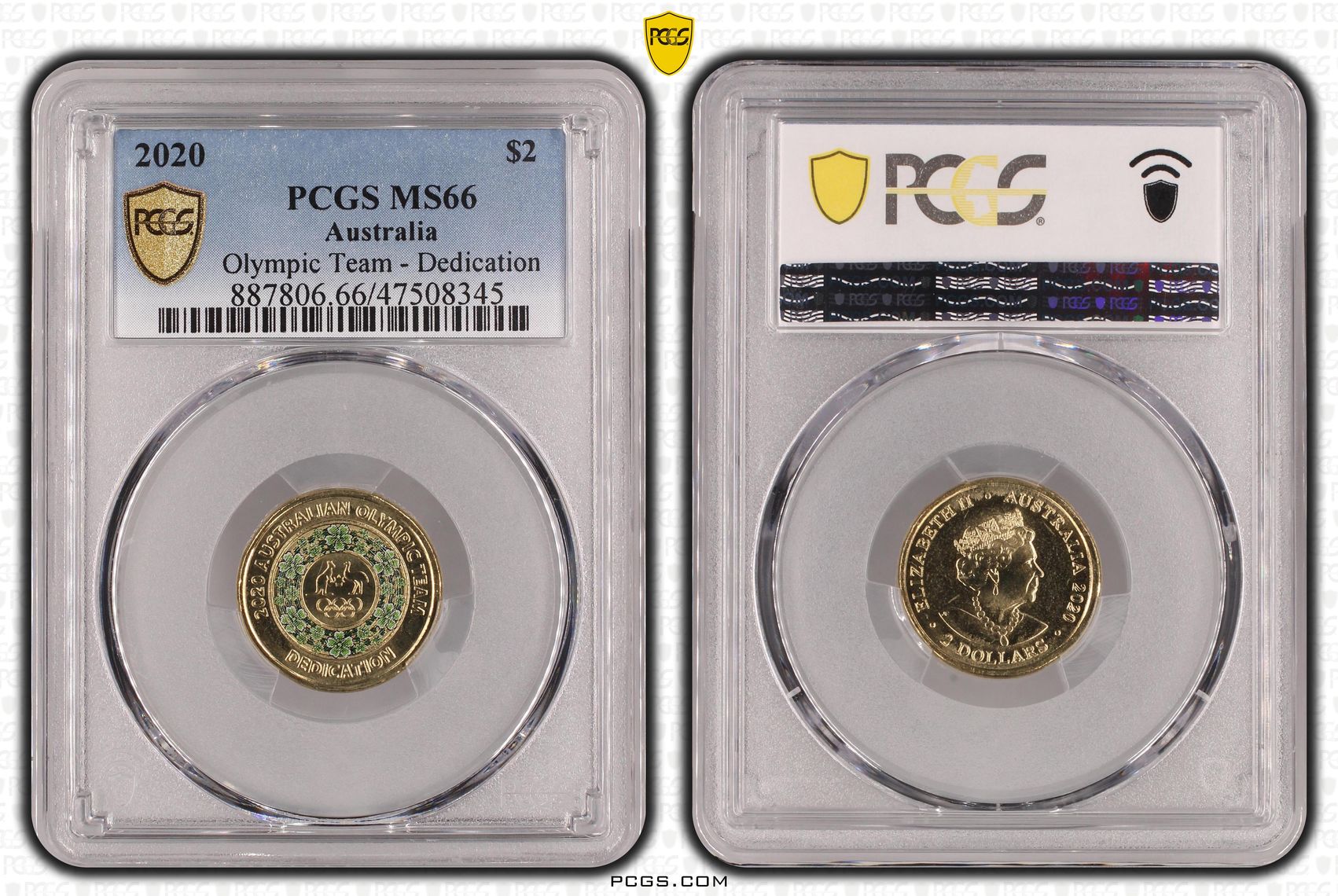 Elizabeth II, Olympic Team - Dedication , Two Dollar, 2020, PCGS MS66
