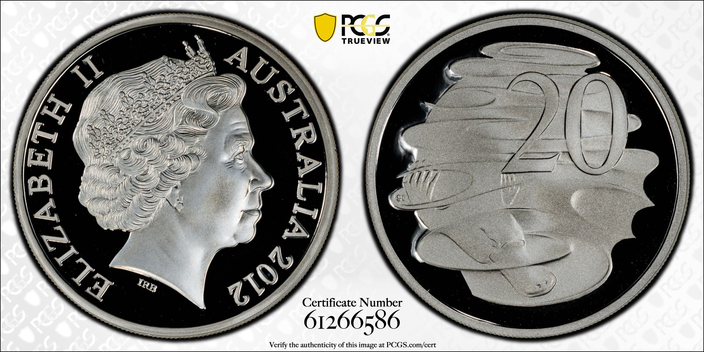 Silver, Twenty Cent, 2012, PCGS PR69DCAM