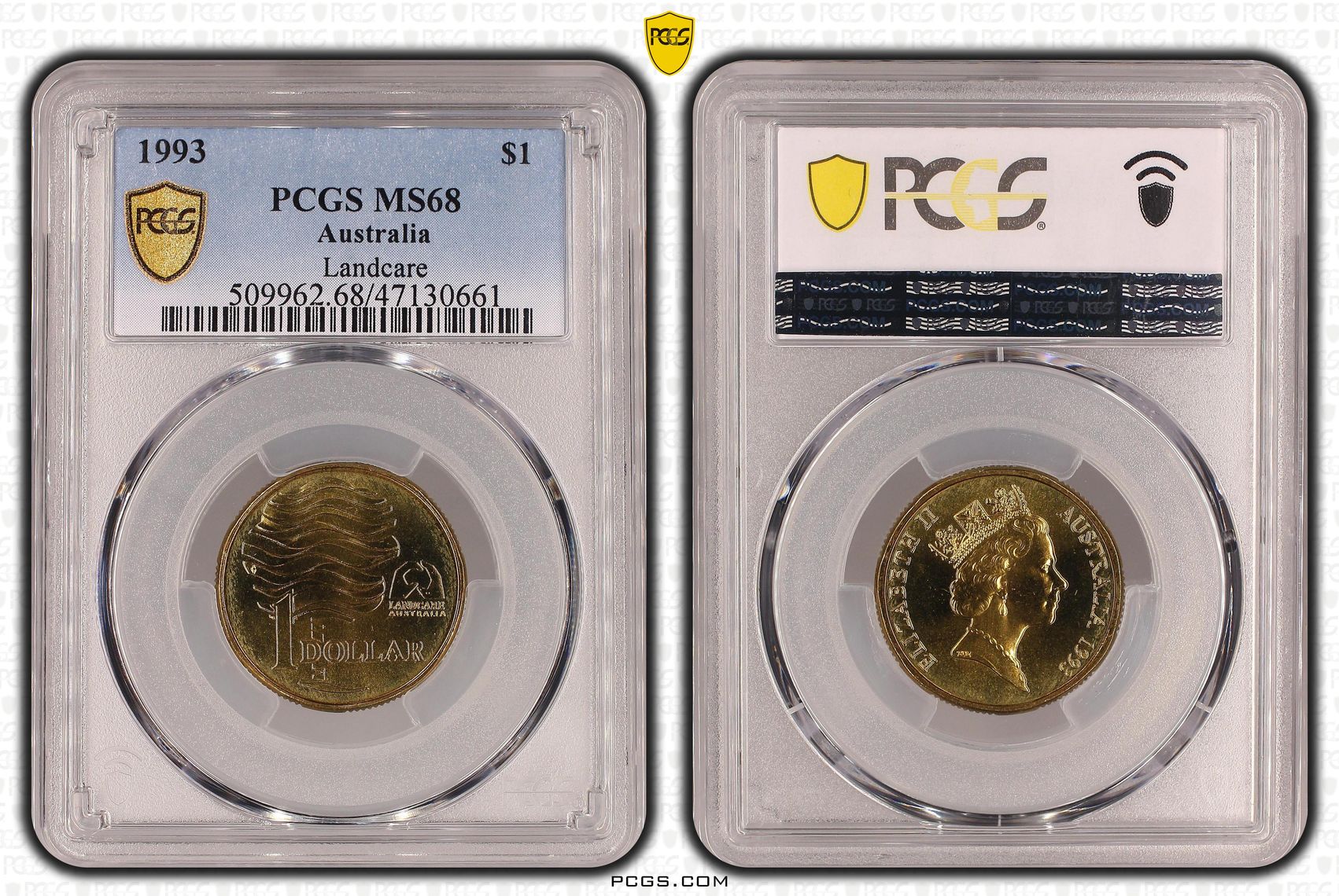 310 · Elizabeth II, Landcare, One Dollar, 1993, PCGS MS68