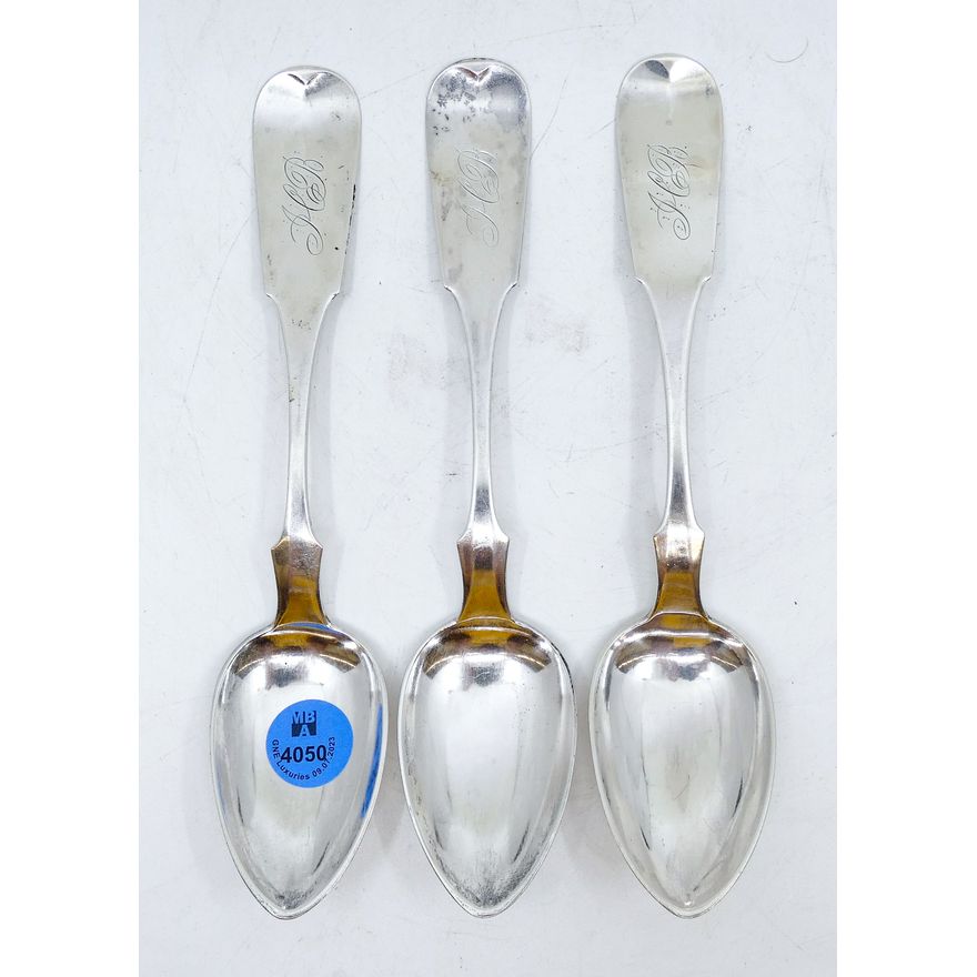 3pc Antique American Coin Silver Spoons 7'' - 93 Grams TW