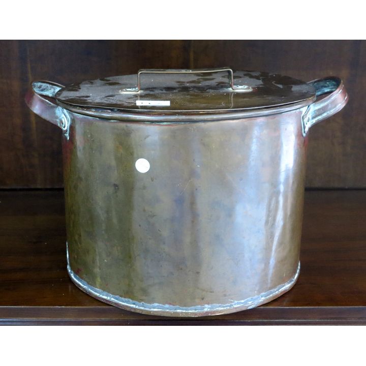 5 GALLON COPPER COVERED TWO HANDLED POT,