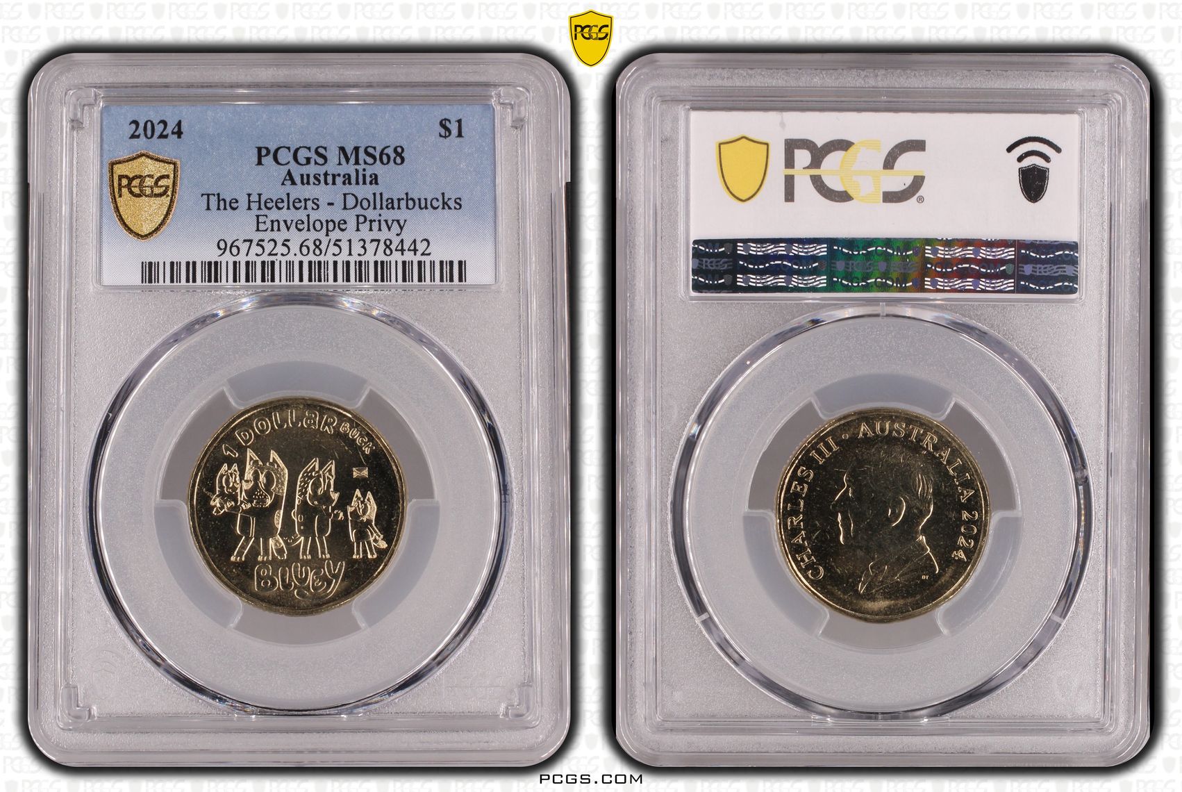 The Heelers - Dollarbucks Envelope Privy, POP 8/0, One Dollar, 2024, PCGS MS68