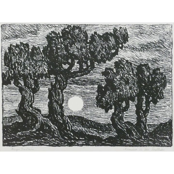 Birger Sandzen ''Moonrise in the Foothills'' 1923 Lithograph