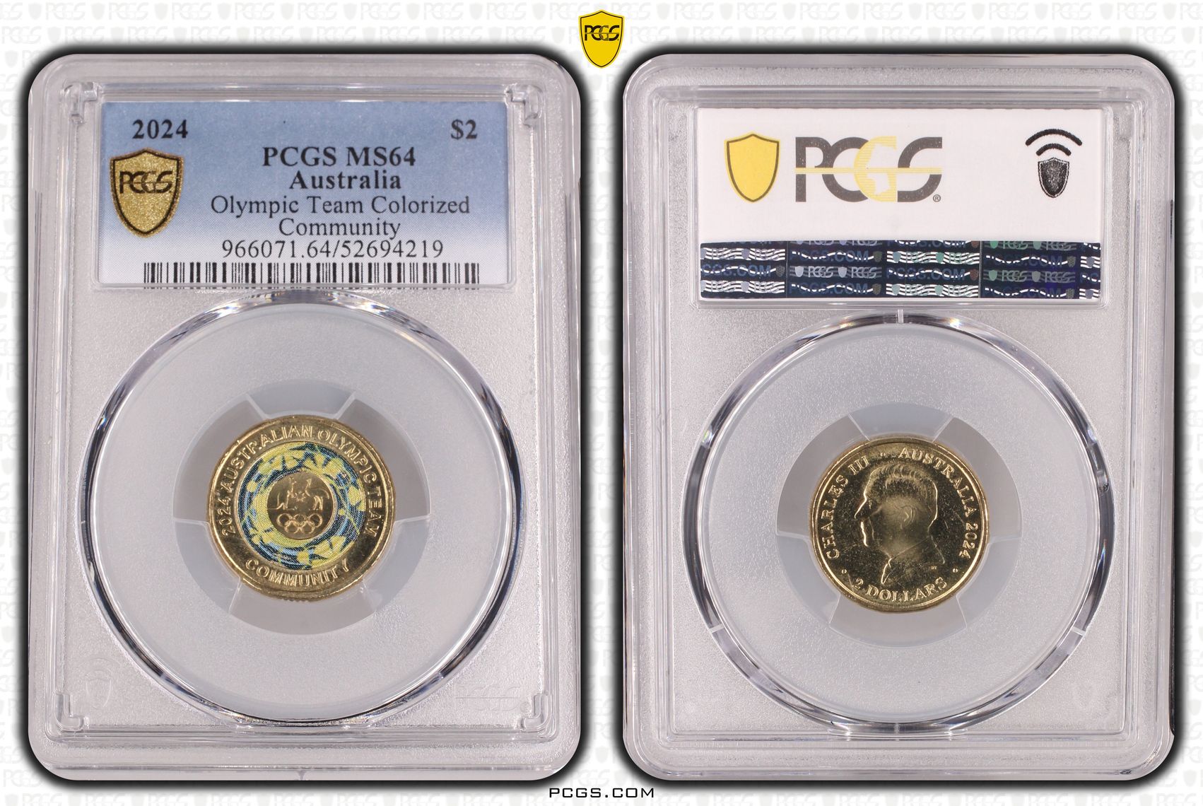 Olympic Team Colourised Community, Two Dollar, 2024, PCGS MS64