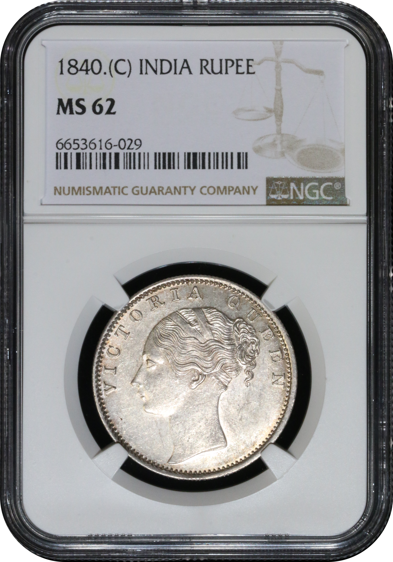 1840 東インド会社 1ルピー NGC MS62 MS 62 Graded British Indian