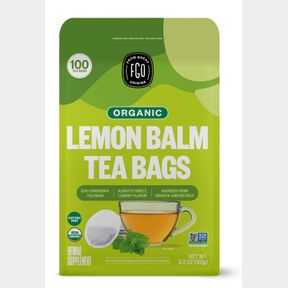 FGO ORGANIC LEMON BALM TEA, 100 COUNT, ECO-CONSCIOUS HERBAL TEA BAGS, RESEALABLE BAG, CAFFEINE FREE, PACKAGING MAY VARY (PACK OF 1