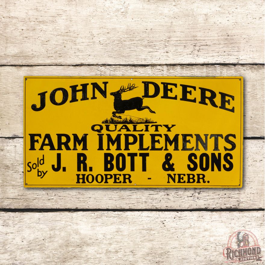 John Deere Leaping Deere Logo Nebraska Single Sided Metal Sign TAC 9