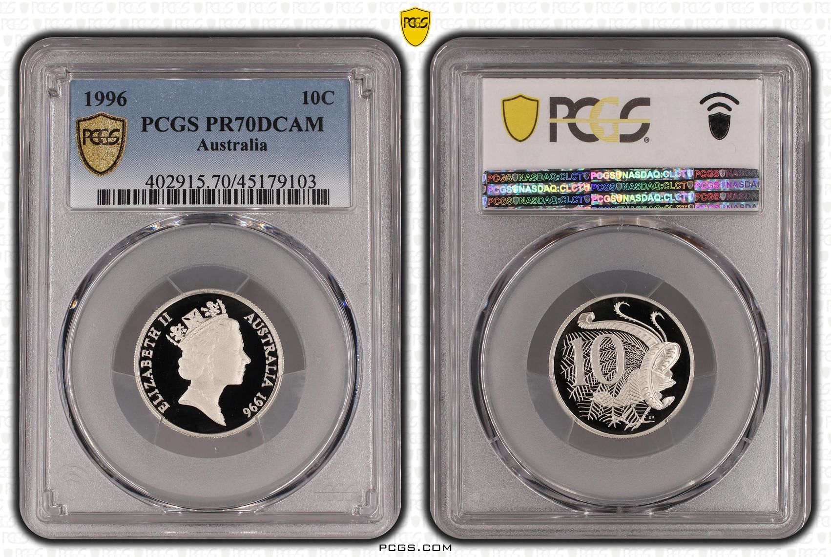 Elizabeth II, Ten Cent, 1996, PCGS PR 70DCAM