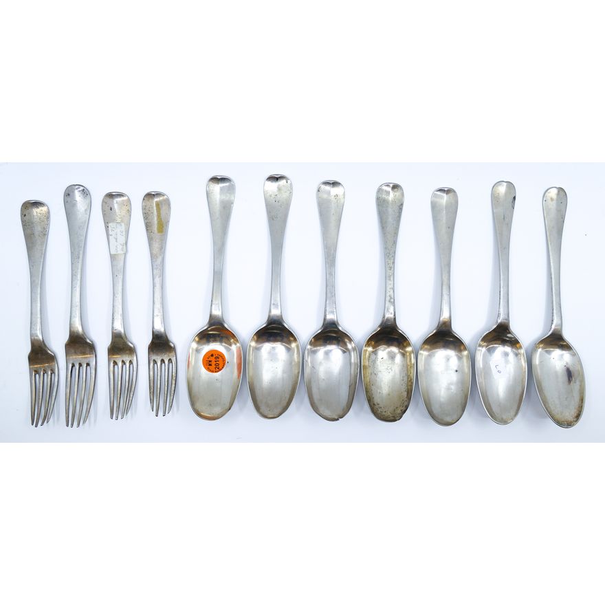 11pc Antique German Hanau Silver Assorted Flatware