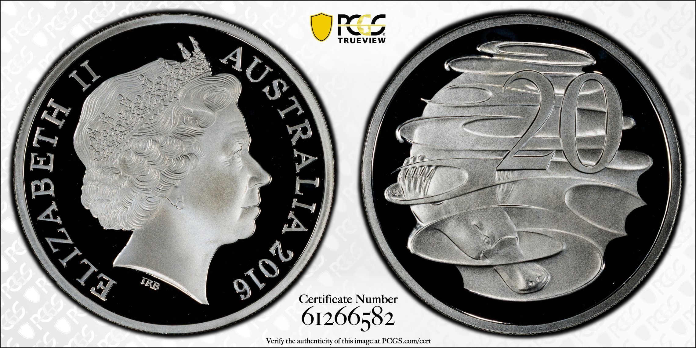 Silver, Twenty Cent, 2016, PCGS PR68DCAM