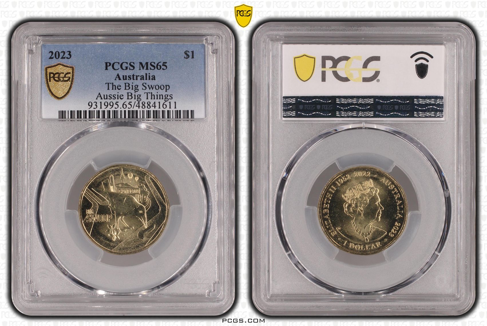 The Big Swoop Aussie Big Things, One Dollar, 2023, PCGS MS65