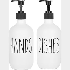 HAND AND DISH SOAP DISPENSER SET 2 PACK 500ML LARGE PLASTIC SOAP DISPENSER REFILLABLE PUMP LIQUID SANITIZER BOTTLE FOR KITCHEN BAT