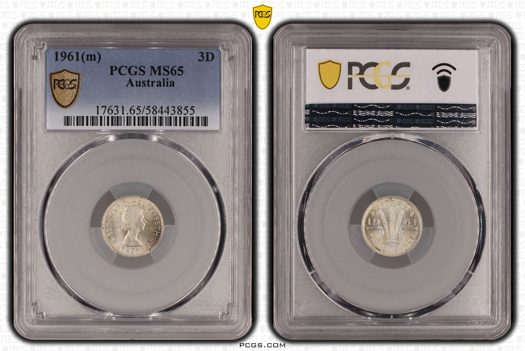 Threepence, 1961(m), PCGS MS65