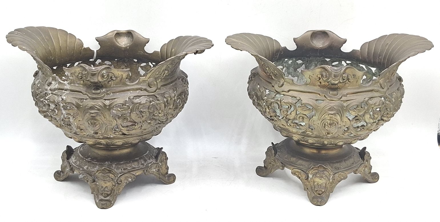 A Pair Of Brass Rococo Planters