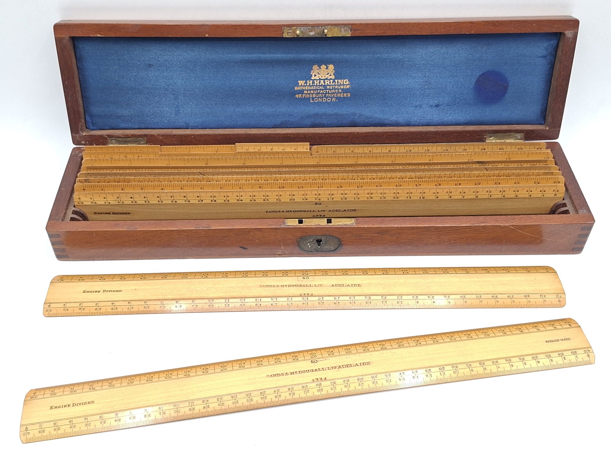 W.H. HARLING RULER CASE AND RULERS