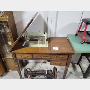 Vintage Sears Kenmore sewing machine with table and some accessories