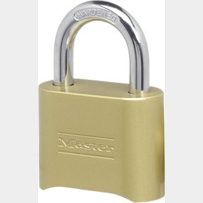 1 PACK MASTER LOCK BRASS COMBINATION PADLOCK FOR INDOOR AND OUTDOOR USE WITH RESETTABLE COMBINATION FOR GYM LOCKER, GATE, FENCE, O