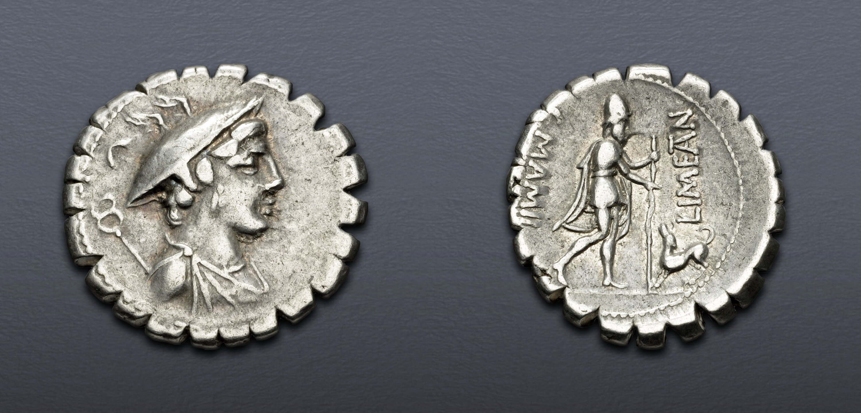 C. Mamilius Limetanus. 82 BC. AR Serrate Denarius (20mm, 4.07 g, 3h ...