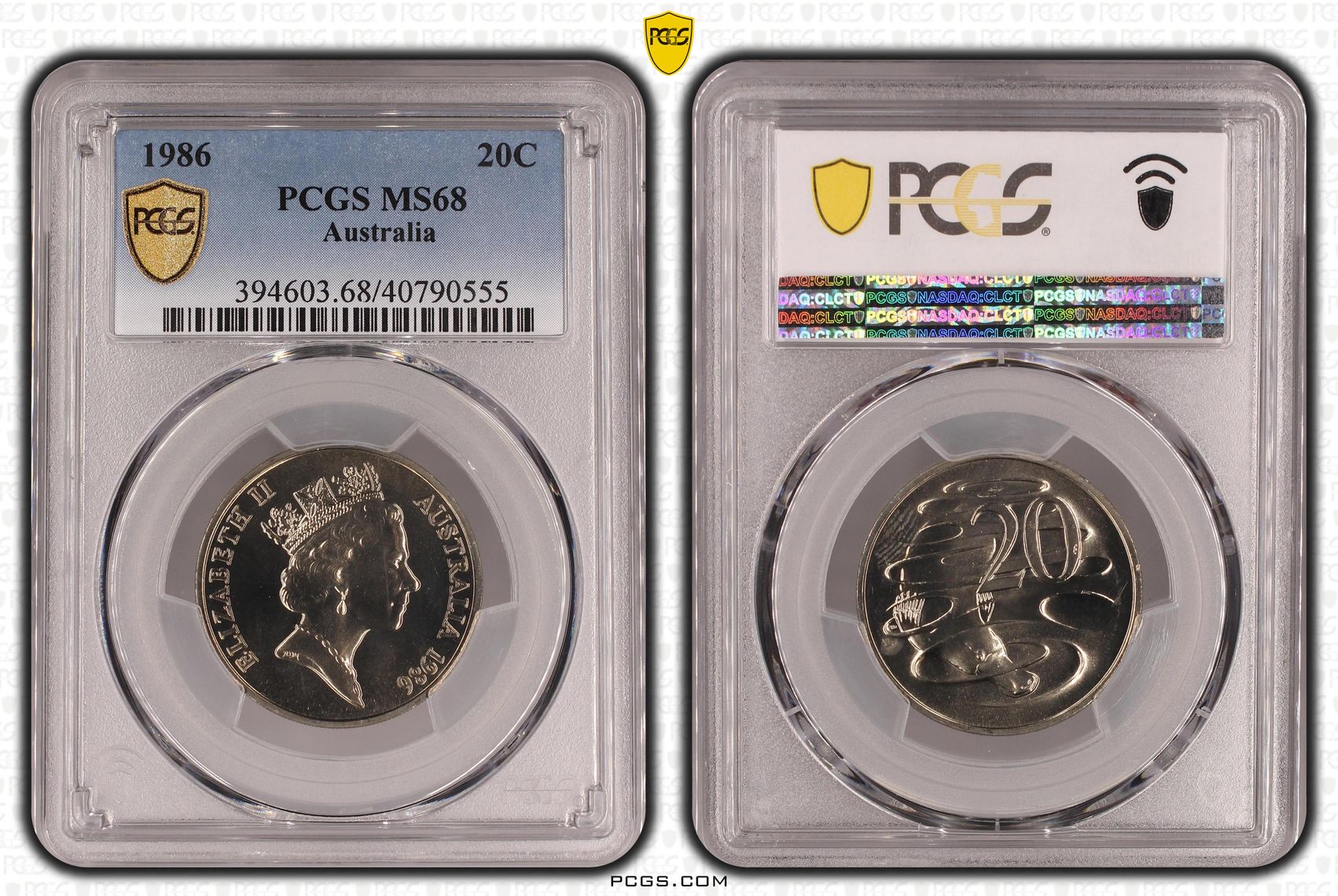 1986 Australia Twenty Cent, 20c PCGS - MS68 -555