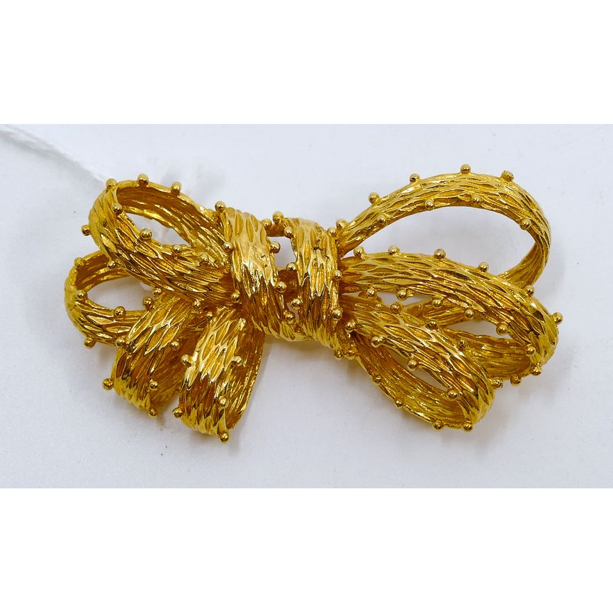 Heavy 18k Bow Brooch 2'' - 26 Grams