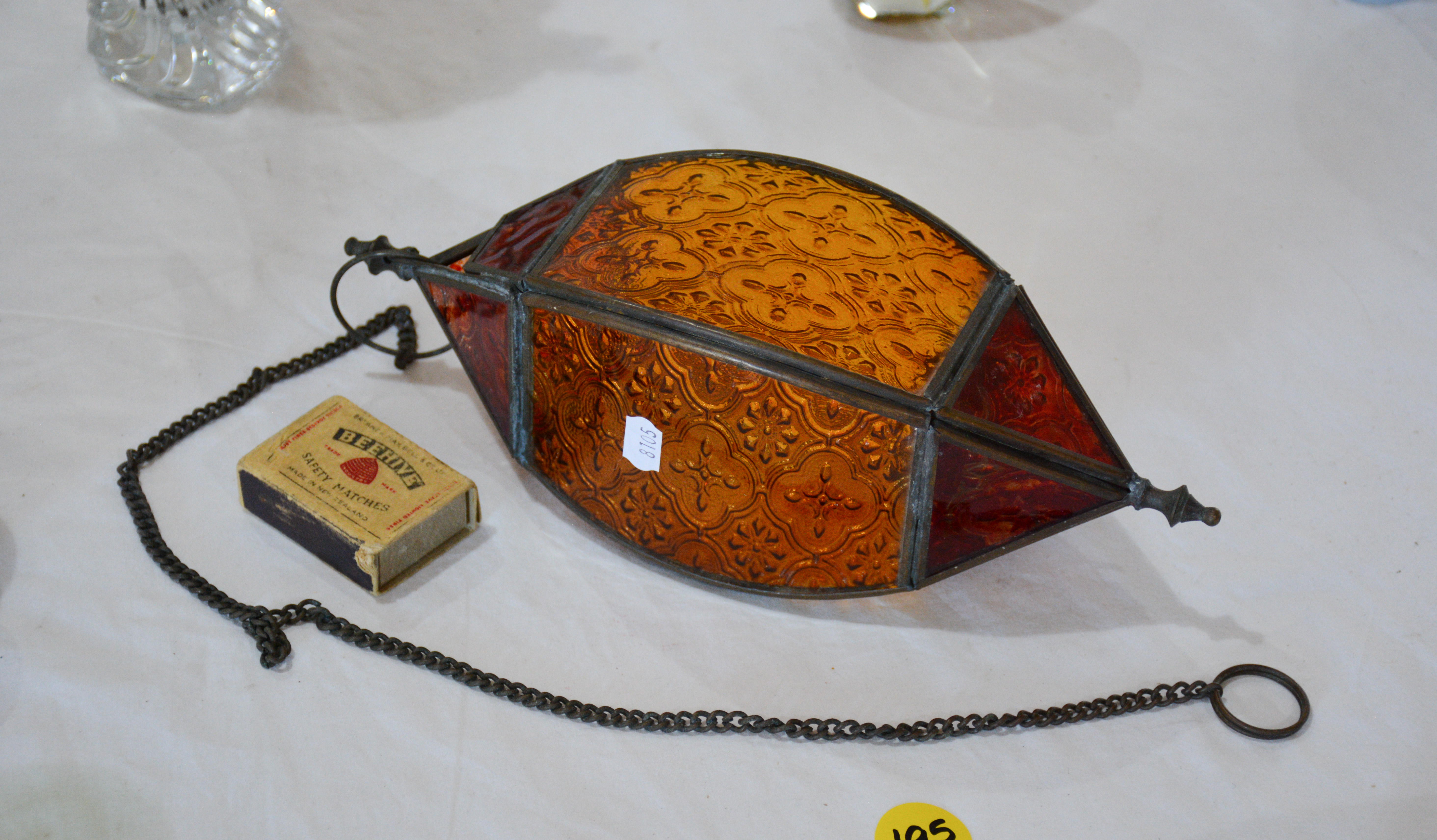 Moroccan Style Hanging Coloured Glass Lamp — sold at auction in New Zealand for $35