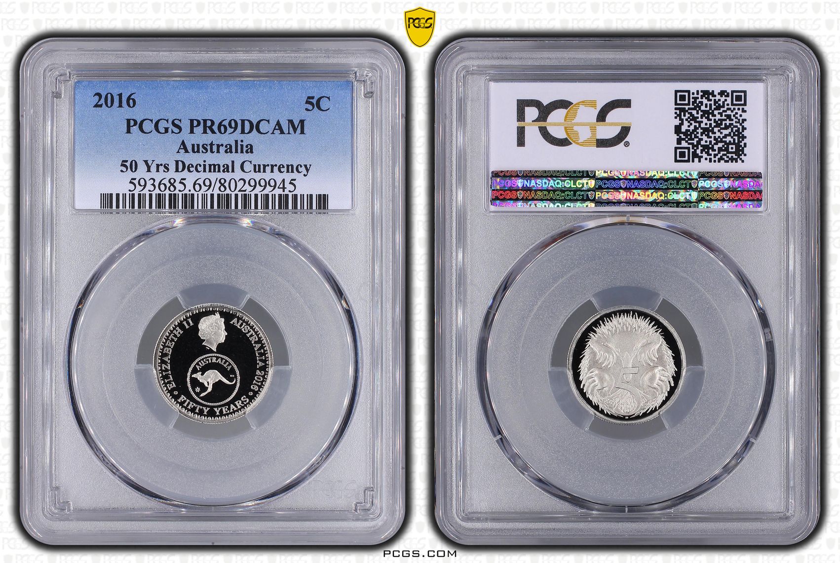 2016 Australia Five Cent, 5c 50 Yrs Decimal Currency PCGS - PR69DCAM -945