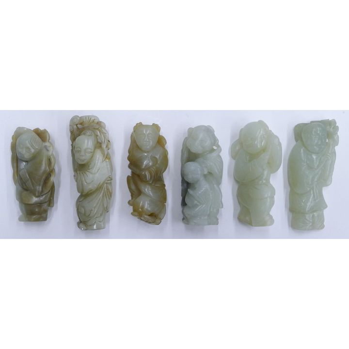 6pc Chinese Qing Jade Immortal Figures