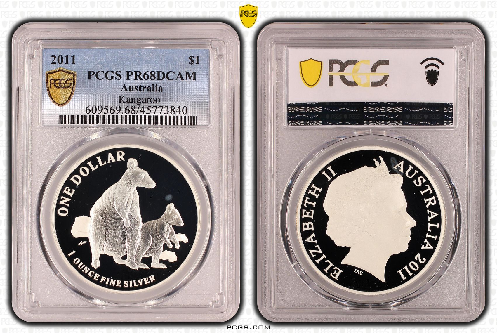 Elizabeth II, Kangaroo, One Dollar, 2011, PCGS PR 68DCAM