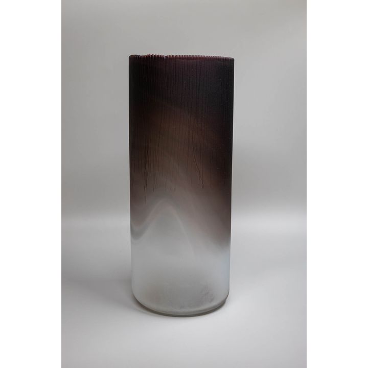 Garry Nash - Large frosted grey glass vase