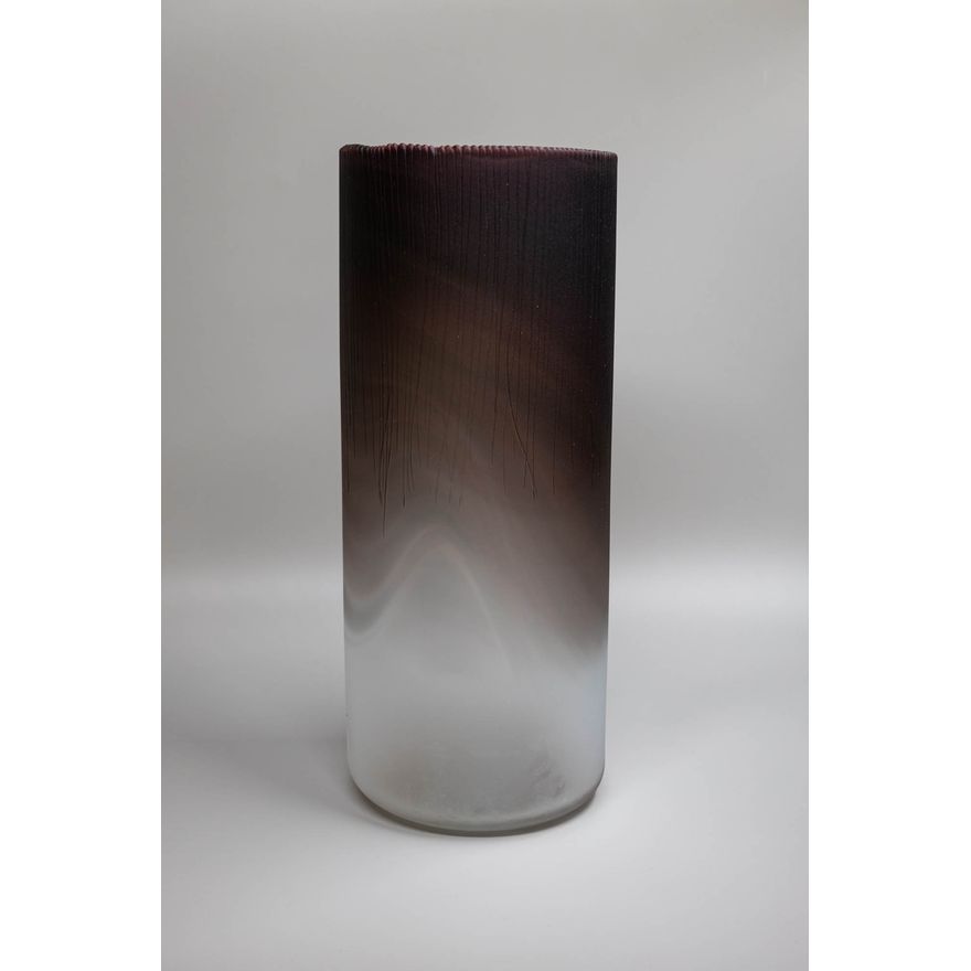 Garry Nash - Large frosted grey glass vase