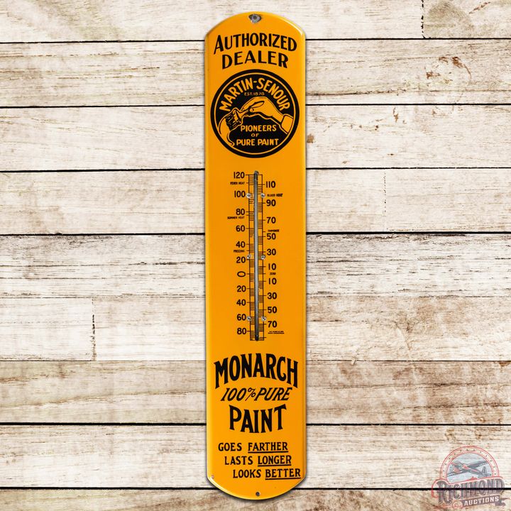 Martin Senour Monarch 100% Pure Paint SS Porcelain Thermometer Sign w/ Logo