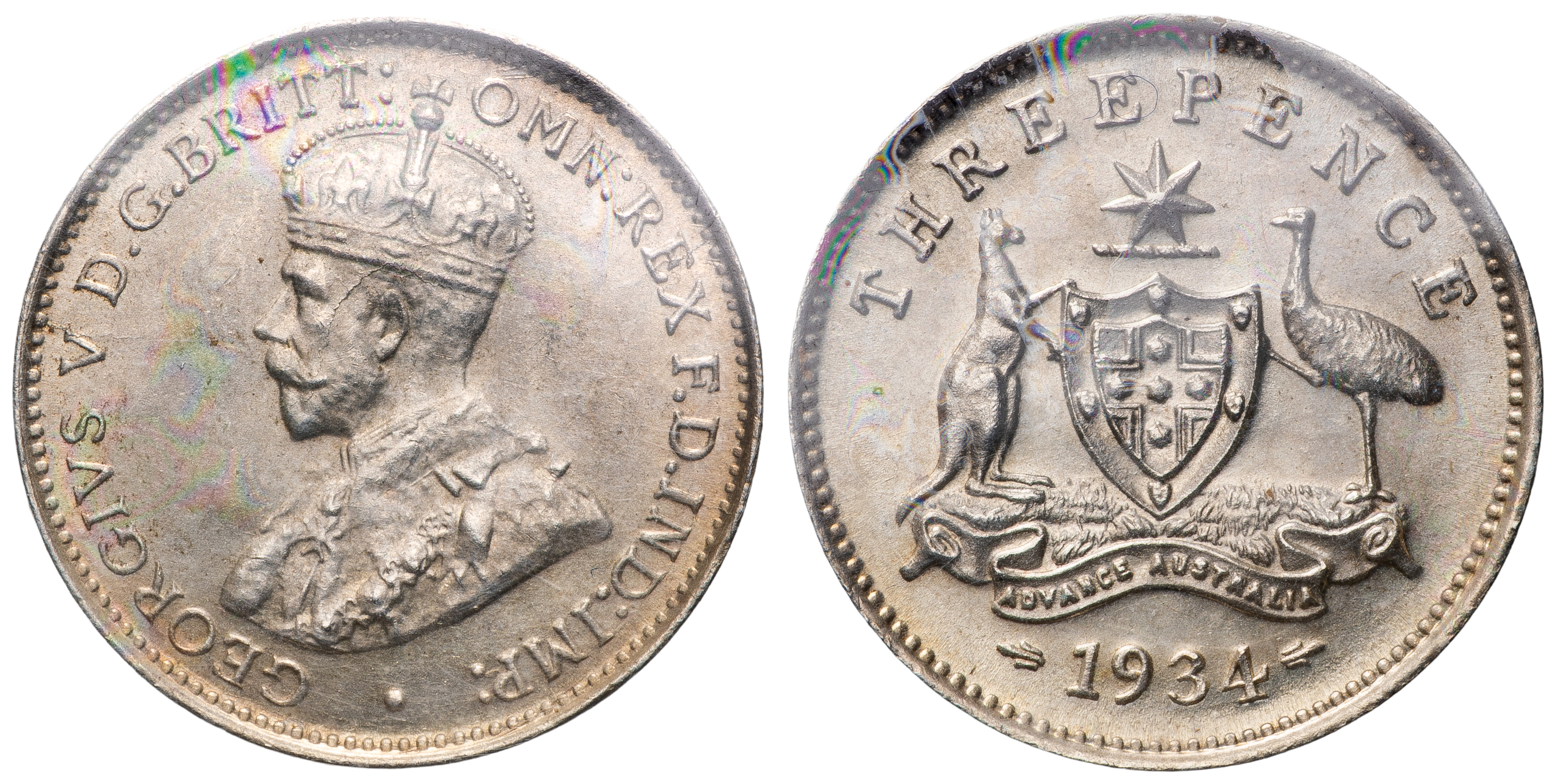 George V, Threepence, 1934, ACGS 65 Gem UNC
