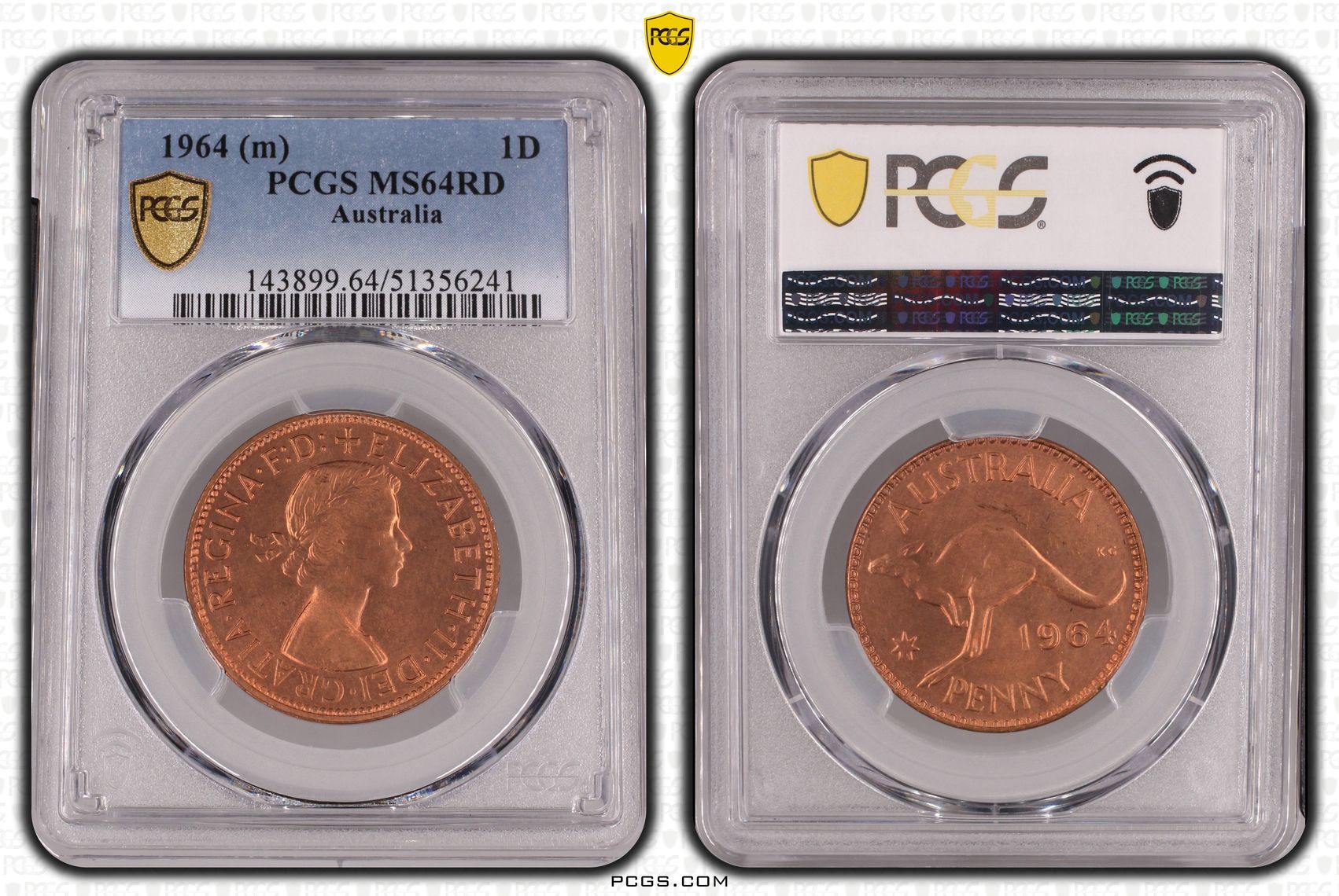 Elizabeth II, One Penny, 1964, PCGS MS64RD