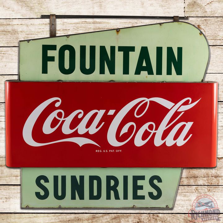 Coca Cola Fountain Sundries Multi-Piece DS Porcelain Sign w/ Frame