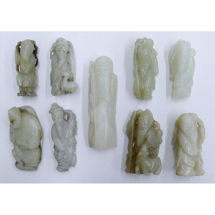 9pc Chinese Qing Jade Immortal Figures