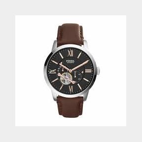 Fossil - Men's Townsman Automatic Silver/Steel Round Leather Watch - ME3061- Bar 4053858399693| 51747/11129 HV