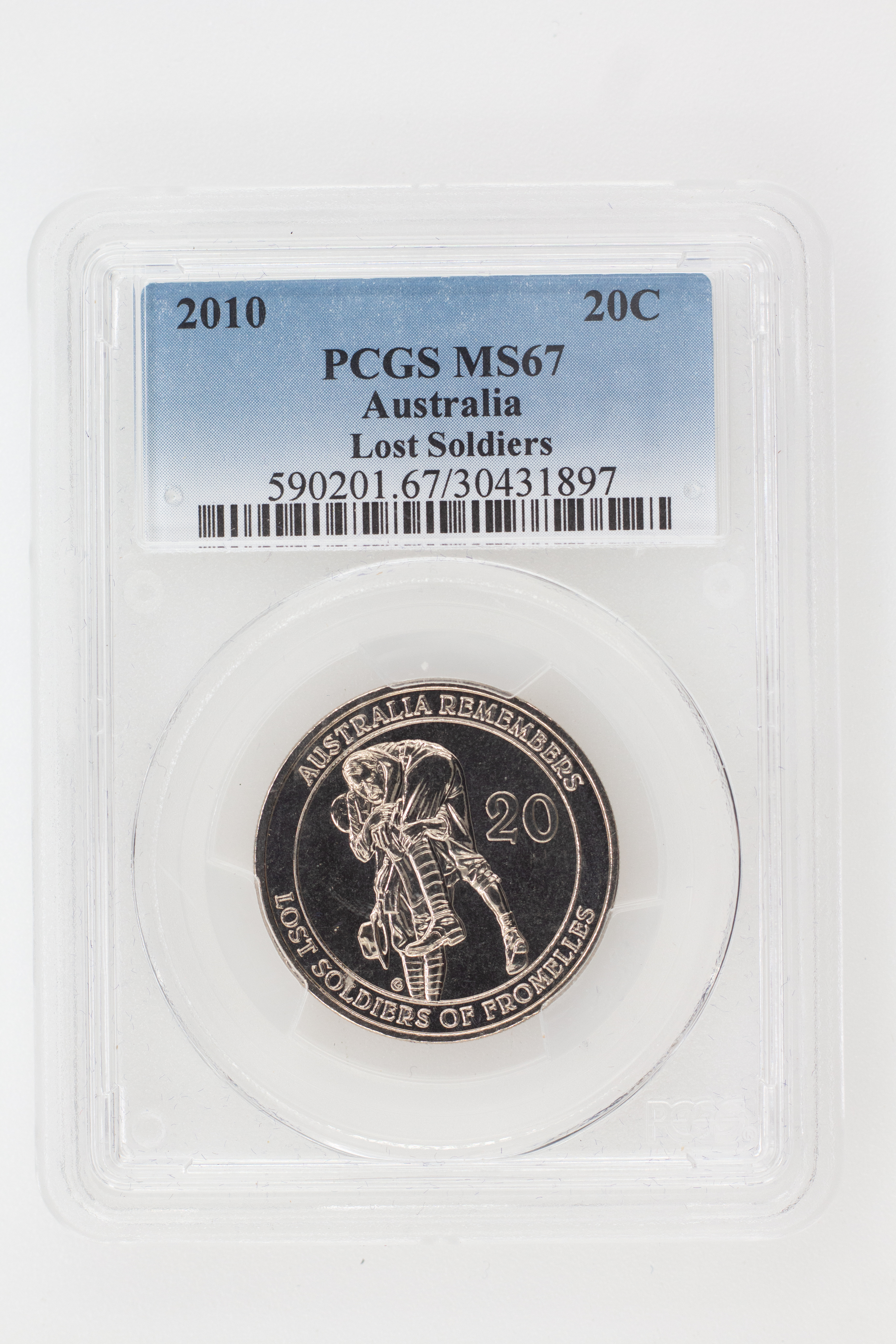 2010 Australia Twenty Cent, 20c Lost Soldiers PCGS - MS67 -897