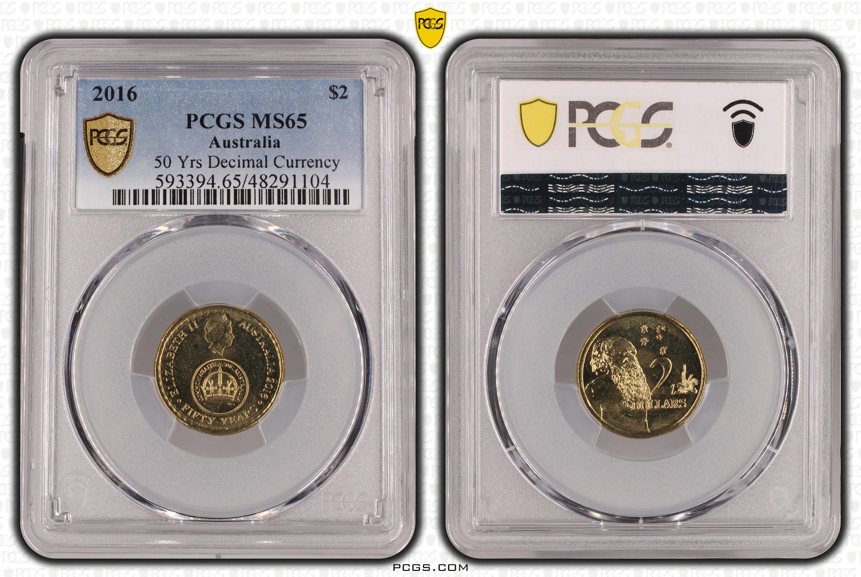 50 Yrs Decimal Currency , Two Dollar, 2016, PCGS MS65