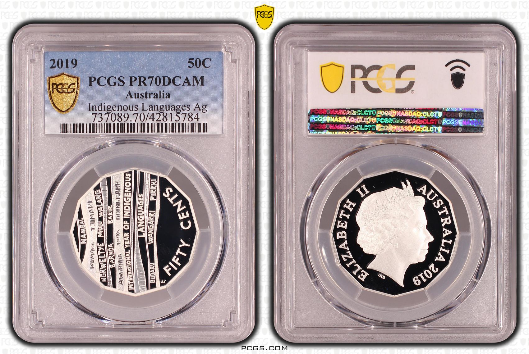 Elizabeth II, Silver, Indigenous Languages, Fifty Cent, PR70DCAM , 2019 PCGS POP - 17/0